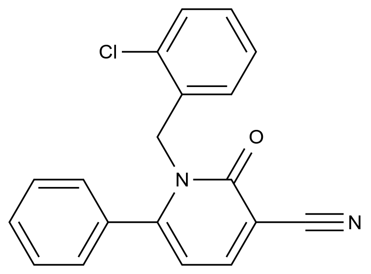  1-(2-Chlorobenzyl)-2-oxo-6-phenyl-1,2-dihydropyridine-3-carbonitrile CAS 339108-92-8 结构式 Chemical Structure
