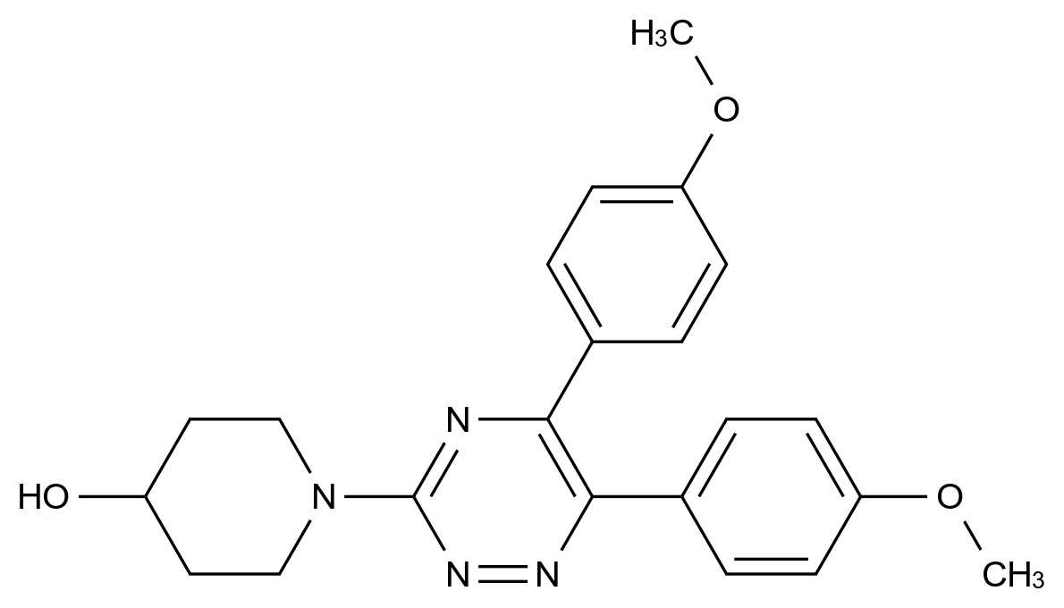  1-(5,6-Bis(4-methoxyphenyl)-1,2,4-triazin-3-yl)piperidin-4-ol CAS 59663-59-1 结构式 Chemical Structure