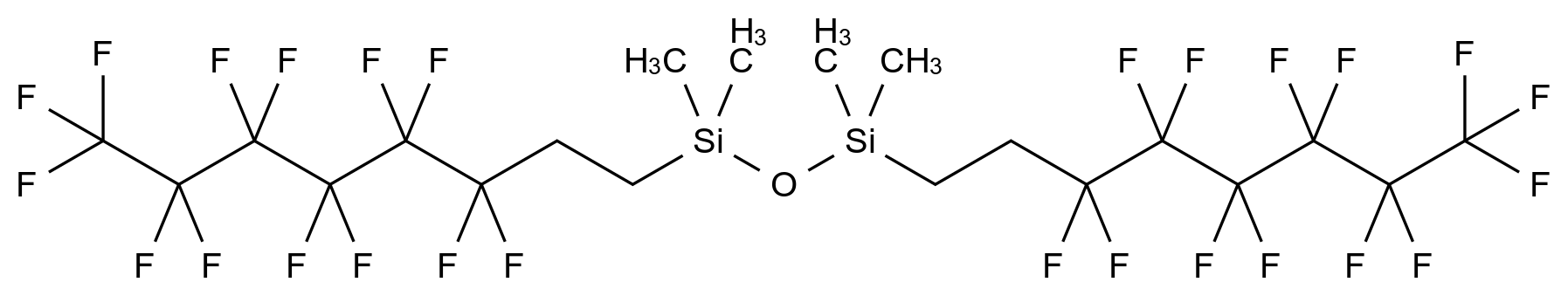  1,1,3,3-Tetramethyl-1,3-bis(3,3,4,4,5,5,6,6,7,7,8,8,8-tridecafluorooctyl)disiloxane CAS 71363-70-7 结构式 Chemical Structure