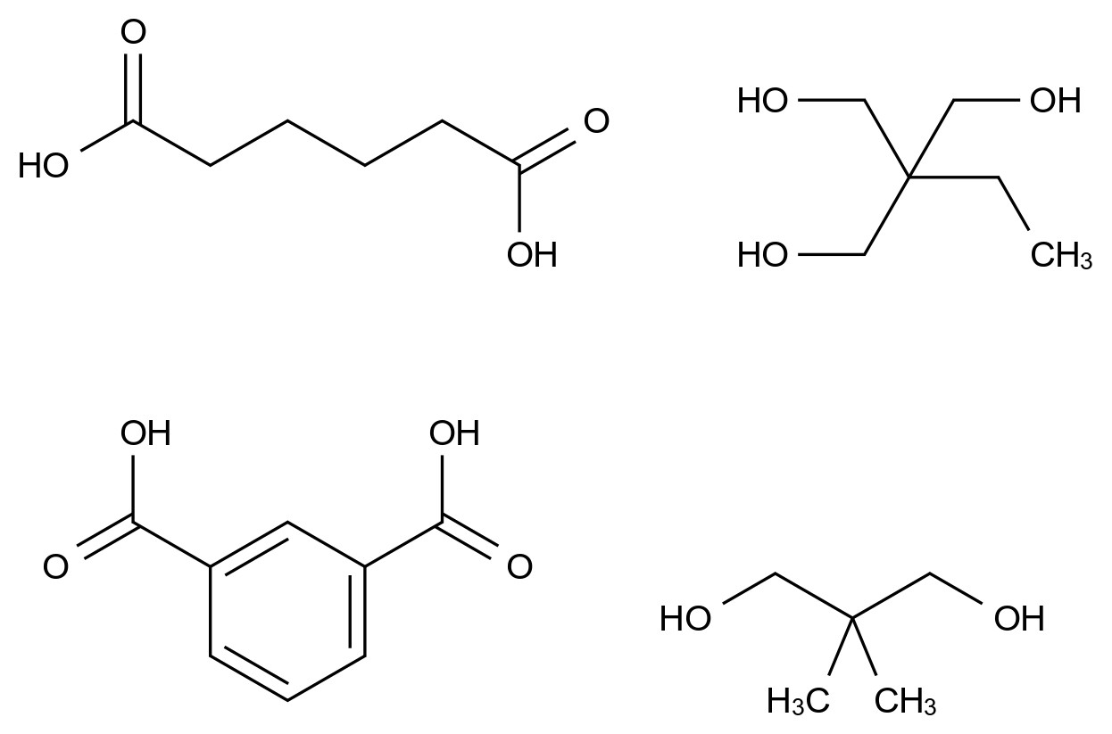  1,3-Benzenedicarboxylic acid, polymer with 2,2-dimethyl-1,3-propanediol, 2-ethyl-2-(hydroxymethyl)-1,3-propanediol and hexanedioic acid CAS 25950-34-9 结构式 Chemical Structure