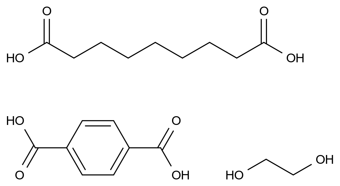  1,4-Benzenedicarboxylic acid, polymer with 1,2-ethanediol and nonanedioic acid CAS 25609-72-7 结构式 Chemical Structure