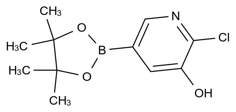  2-Chloro-5-(tetramethyl-1,3,2-dioxaborolan-2-yl)pyridin-3-ol CAS 2000236-32-6 结构式 Chemical Structure