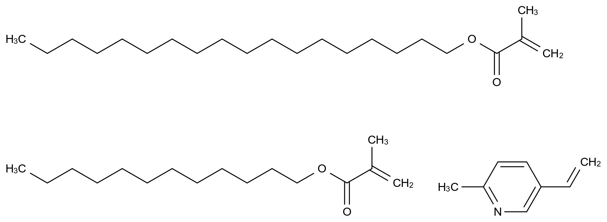 2-Propenoic acid, 2-methyl-, dodecyl ester, polymer with 5-ethenyl-2-methylpyridine and octadecyl 2-methyl-2-propenoate CAS 25951-19-3 chemical structure