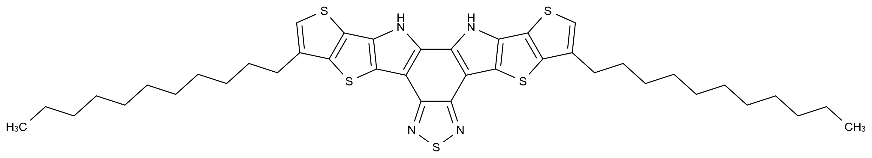  3,9-Diundecyl-12,13-dihydro-[1,2,5]thiadiazolo[3,4-e]thieno[2'',3'':4',5']thieno[2',3':4,5]pyrrolo[3,2-g]thieno[2',3':4,5]thieno[3,2-b]indole CAS 2304444-51-5 结构式 Chemical Structure