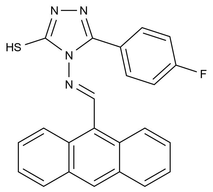  4-((Anthracen-9-ylmethylene)amino)-3-(4-fluorophenyl)-1H-1,2,4-triazole-5(4H)-thione CAS 577998-87-9 结构式 Chemical Structure