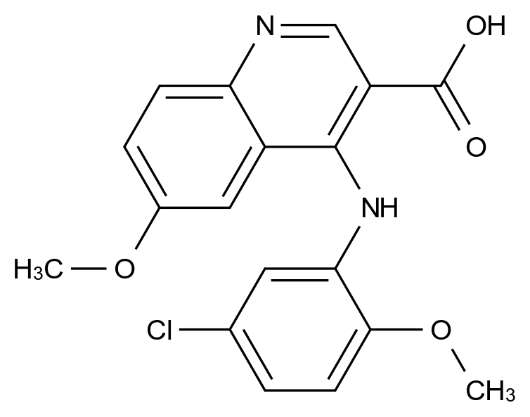  4-(5-Chloro-2-methoxyanilino)-6-methoxy-3-quinolinecarboxylic acid CAS 941233-83-6 结构式 Chemical Structure