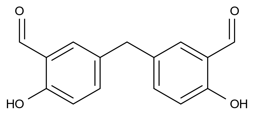 5,5'-亚甲基双(2-羟基苯甲醛) 5,5'-Methylenebis(2-hydroxybenzaldehyde) CAS 3046-82-0 结构式 Chemical Structure