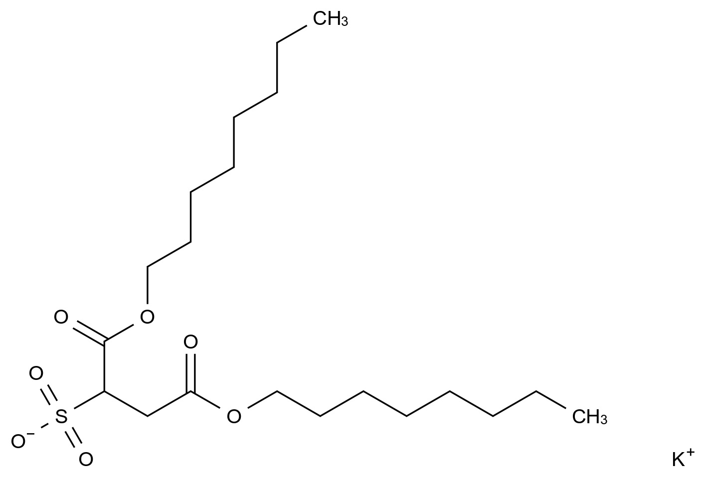 Butanedioic acid, 2-sulfo-, 1,4-dioctyl ester, potassium salt CAS 72102-49-9 chemical structure