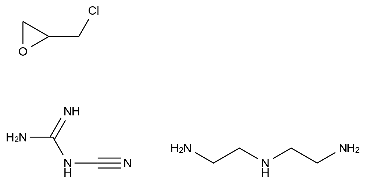 Guanidine, N-cyano-, polymer with N1-(2-aminoethyl)-1,2-ethanediamine and 2-(chloromethyl)oxirane CAS 67953-54-2 chemical structure