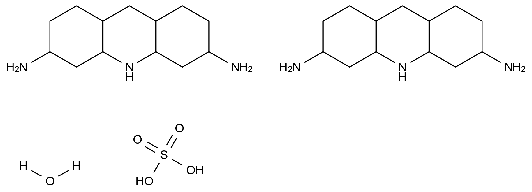 原黄素 半硫酸盐 水合物 Proflavin hemisulfate hydrate CAS 1811-28-5 结构式 Chemical Structure