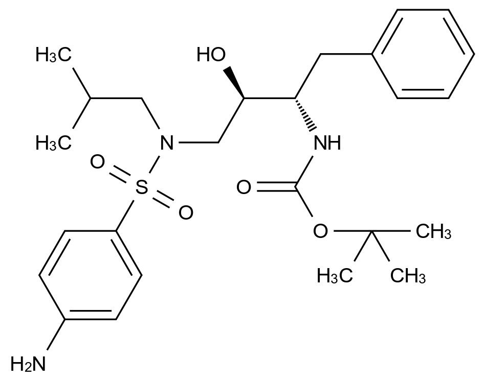 CAS No.:183004-94-6,[(1S,2R)-1-Benzyl-2-hydroxy-3-[isobutyl-[(4-aminophenyl)sulfonyl]amino] propyl]-carbamic Acid tert-Butyl Ester