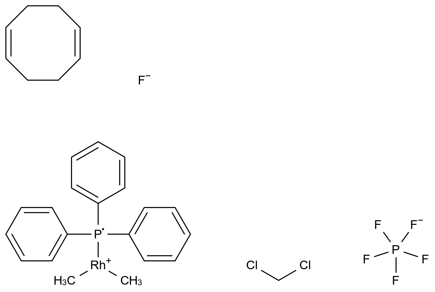  (1,5-Cyclooctadiene)bis(triphenylphos-phine)rhodi CAS 35238-97-2 结构式 Chemical Structure