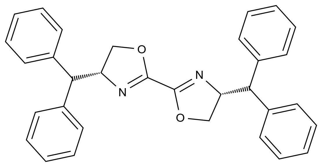  (4R,4′R)-4,4′-Bis(diphenylmethyl)-4,4′,5,5′-tetrahydro-2,2′-bioxazole CAS 270078-97-2 结构式 Chemical Structure