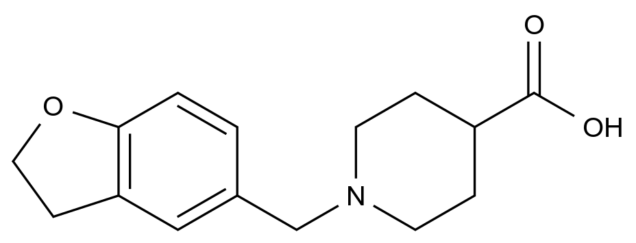  1-((2,3-Dihydrobenzofuran-5-yl)methyl)piperidine-4-carboxylic acid CAS 887440-34-8 结构式 Chemical Structure