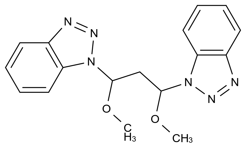  1,3-Bis(1H-benzo[d][1,2,3]triazol-1-yl)-1,3-dimethoxypropane CAS 301170-35-4 结构式 Chemical Structure