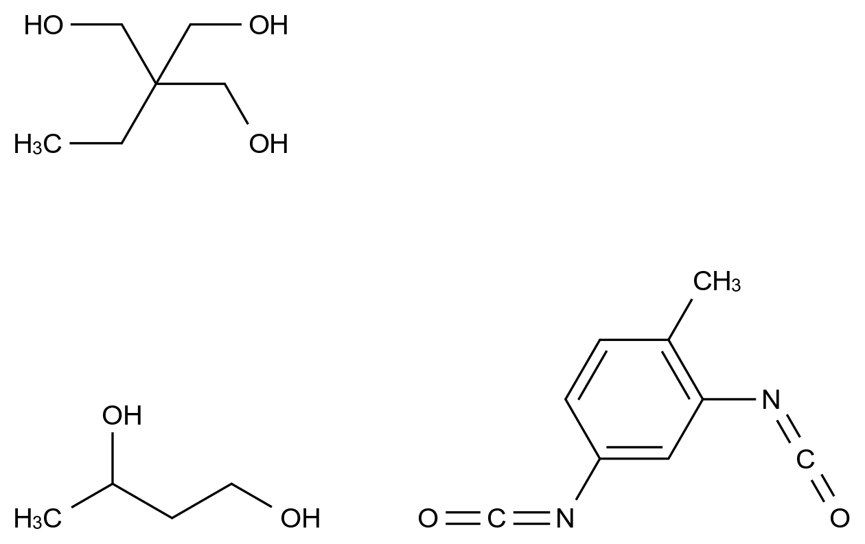  1,3-Butanediol, polymer with 2,4-diisocyanato-1-methylbenzene and 2-ethyl-2-(hydroxymethyl)-1,3-propanediol CAS 25087-02-9 结构式 Chemical Structure