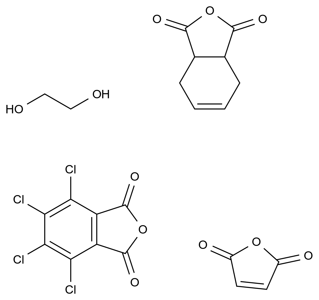  1,3-Isobenzofurandione, 3a,4,7,7a-tetrahydro-, polymer with 1,2-ethanediol, 2,5-furandione and 4,5,6,7-tetrachloro-1,3-isobenzofurandione, brominated CAS 68411-79-0 结构式 Chemical Structure
