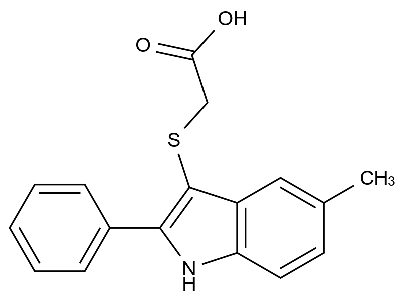  2-((5-Methyl-2-phenyl-1H-indol-3-yl)thio)acetic acid CAS 62663-18-7 结构式 Chemical Structure