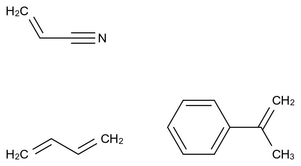  2-Propenenitrile, polymer with 1,3-butadiene and (1-methylethenyl)benzene CAS 26043-26-5 结构式 Chemical Structure