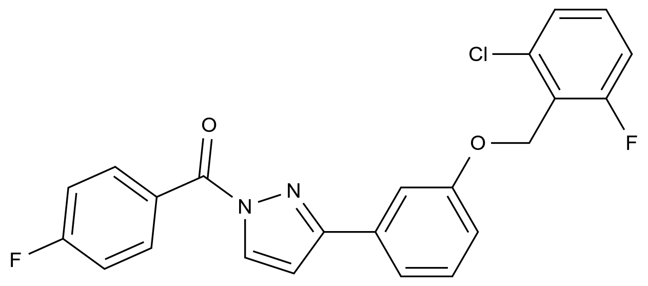  3-{3-[(2-chloro-6-fluorophenyl)methoxy]phenyl}-1-(4-fluorobenzoyl)-1H-pyrazole CAS 477711-66-3 结构式 Chemical Structure
