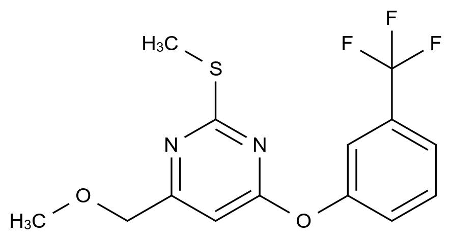  4-(Methoxymethyl)-2-(methylsulfanyl)-6-[3-(trifluoromethyl)phenoxy]pyrimidine CAS 338747-98-1 结构式 Chemical Structure