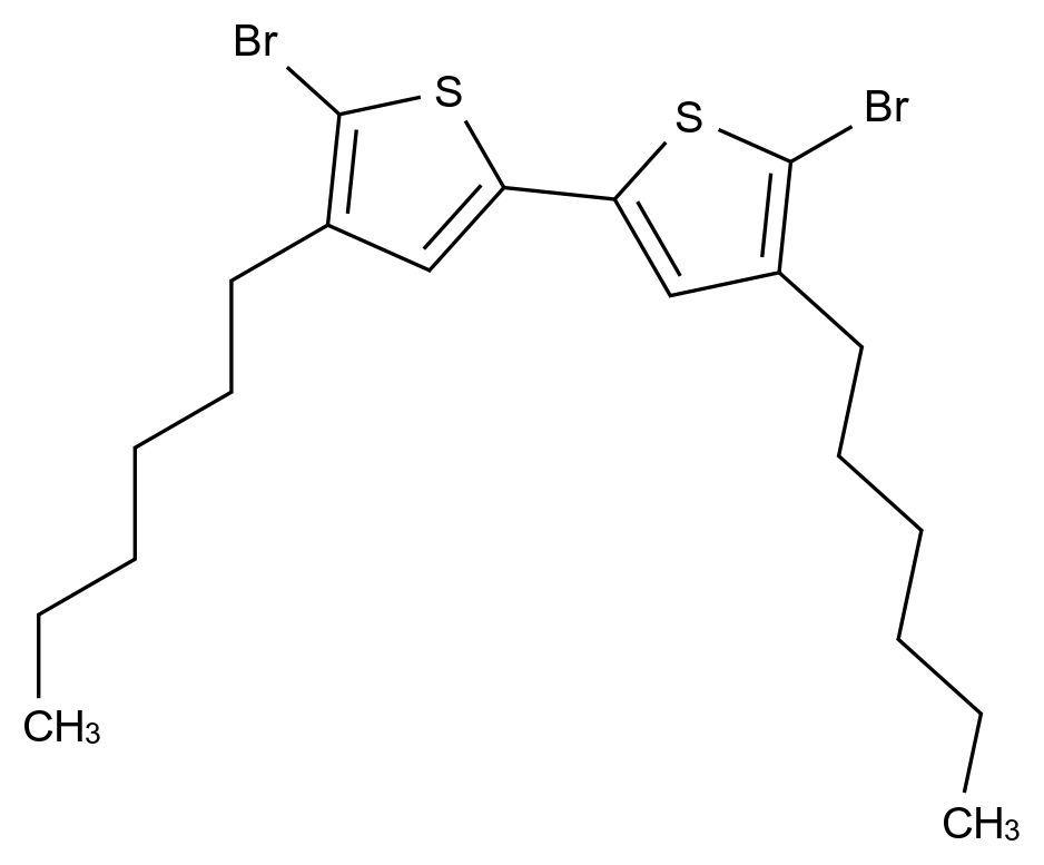  5,5'-Dibromo-4,4'-dihexyl-2,2'-bithiophene CAS 214493-03-5 结构式 Chemical Structure