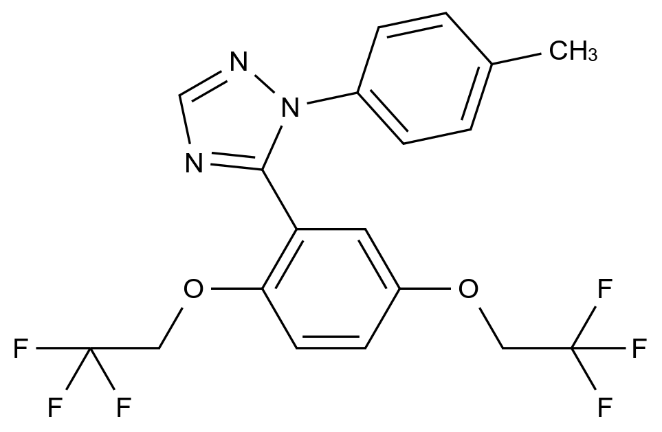  5-[2,5-Bis(2,2,2-trifluoroethoxy)phenyl]-1-(4-methylphenyl)-1H-1,2,4-triazole CAS 400081-38-1 结构式 Chemical Structure