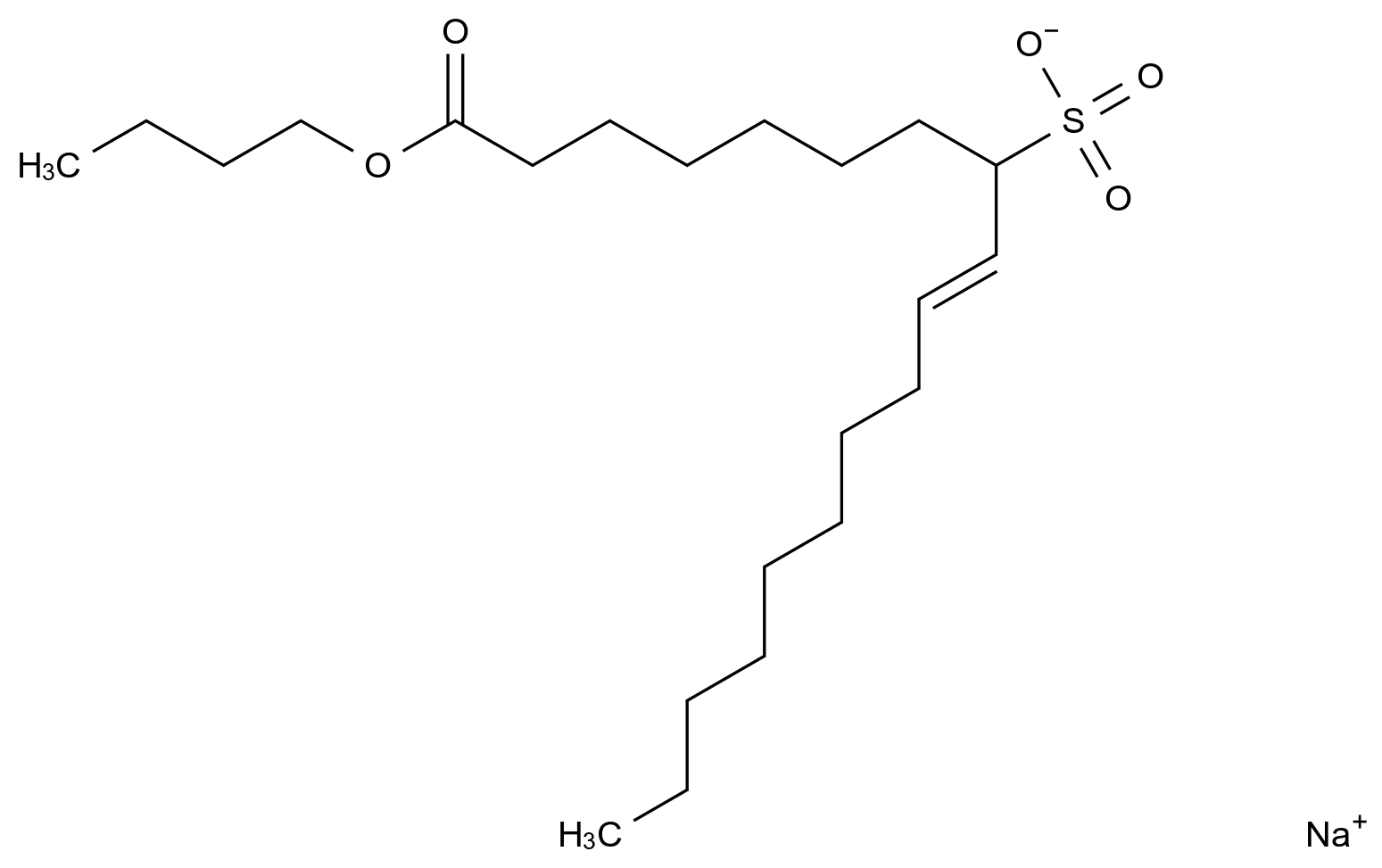  9-Octadecenoic acid, 8-sulfo-, 1-butyl ester, sodium salt CAS 68039-10-1 结构式 Chemical Structure