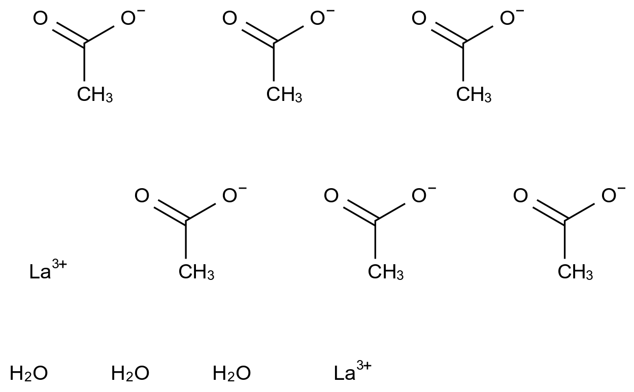 乙酸镧(III)倍半水合物 Lanthanum(III) Acetate Sesquihydrate CAS 25721-92-0 结构式 Chemical Structure