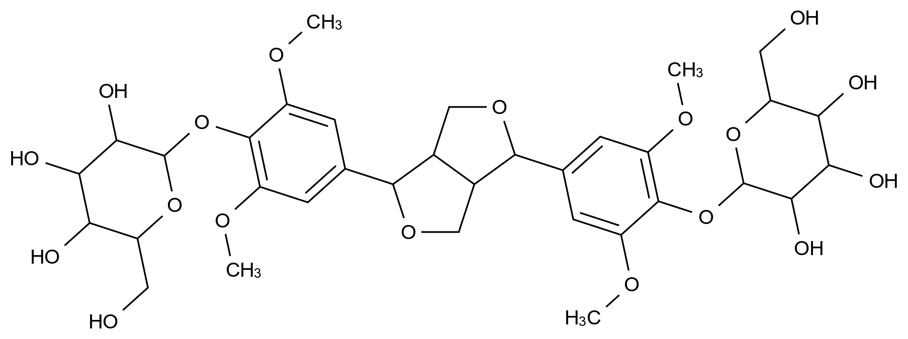 鹅掌楸苷 Liriodendrin CAS 573-44-4 结构式 Chemical Structure