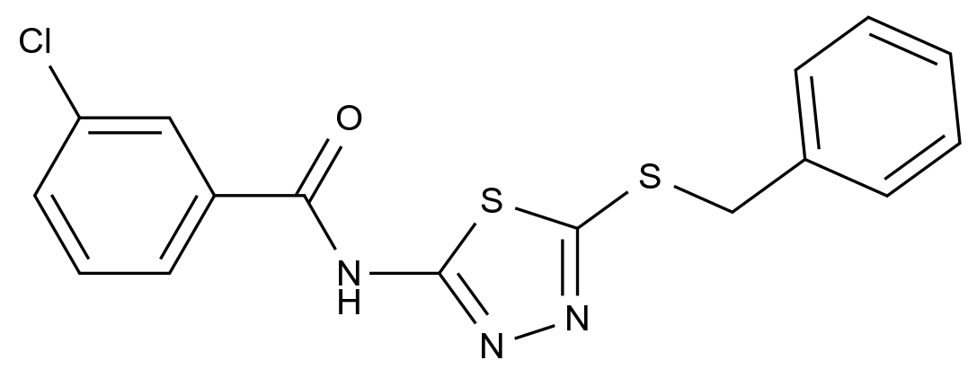  N-(5-(Benzylthio)-1,3,4-thiadiazol-2-yl)-3-chlorobenzamide CAS 393566-47-7 结构式 Chemical Structure
