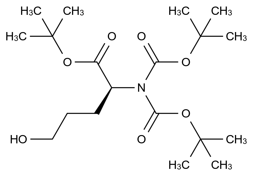 tert-butyl (2S)-2-[bis(tert-butoxycarbonyl)amino]-5-hydroxy-pentanoate CAS 257883-71-9 结构式 Chemical Structure