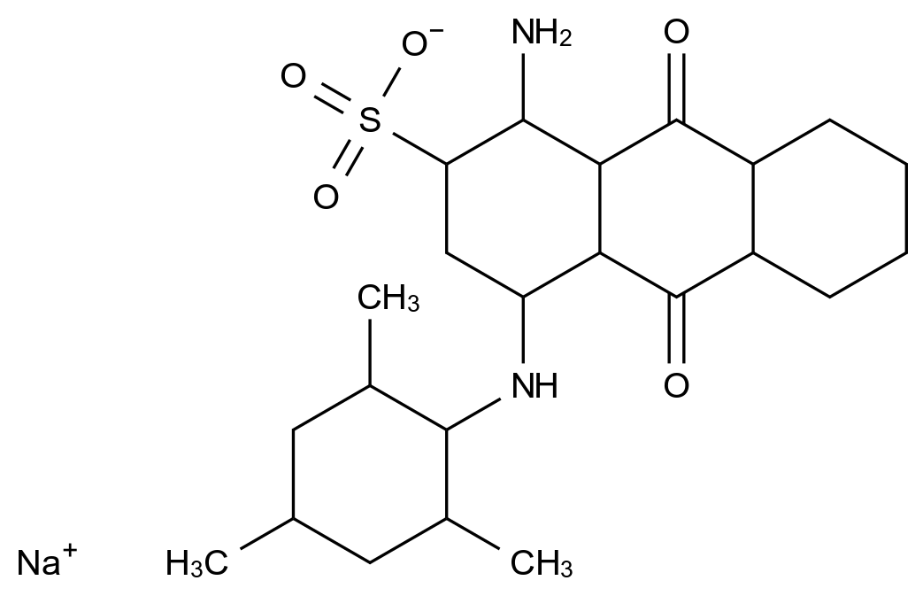 Acid Blue 129 6397-02-0
Acid Blue 129
2-Anthracenesulfonic acid, 1-amino-9,10-dihydro-9,10-dioxo-4-(2,4,6-trimethylanilino)-, monosodium salt
Sodium 1-amino-9,10-dihydro-9,10-dioxo-4-(2,4,6-trimethylanilino)anthracene-2-sulphonate
2-Anthracenesulfonic acid, 1-amino-9,10-dihydro-9,10-dioxo-4-((2,4,6-trimethylphenyl)amino)-, sodium salt (1:1)
2-Anthracenesulfonic acid, 1-amino-9,10-dihydro-9,10-dioxo-4-((2,4,6-trimethylphenyl)amino)-, monosodium salt
C.I. 62059
C.I. Acid Blue 129
Acid Fast Blue BS
Alizarine Fast Blue BE
Brilliant Alizarine Sky Blue BS
EINECS 229-008-4
Erionyl Blue BFF
Erionyl Blue E-BFF
Eriosin Fast Blue BFF
Fast Acid Light Blue BRL
Modr Kysela 129 [Czech]
Neonyl Blue 4R
Nylomine Blue A 3R
Solway Blue RB
Suminol Fast Blue PR
Tertracid Fast Blue TR
Modr Kysela 129 CAS 6397-02-0 结构式 Chemical Structure