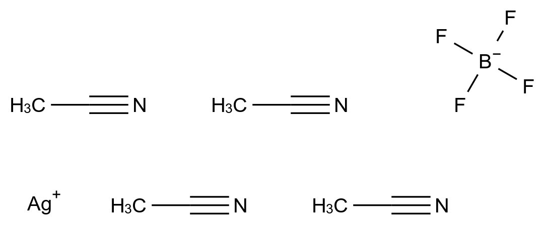 四(乙酰腈)银(I)四氟硼酸 93556-88-8
Silver(1+) tetrafluoroborate--acetonitrile (1/1/4)
DTXSID50578441 CAS 93556-88-8 结构式 Chemical Structure