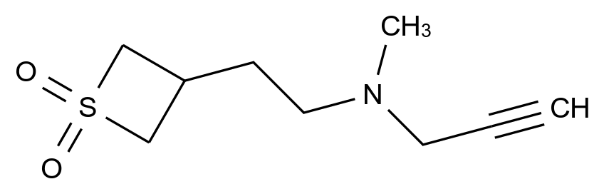  3-(2-(Methyl(prop-2-yn-1-yl)amino)ethyl)thietane 1,1-dioxide CAS 1857771-72-2 结构式 Chemical Structure