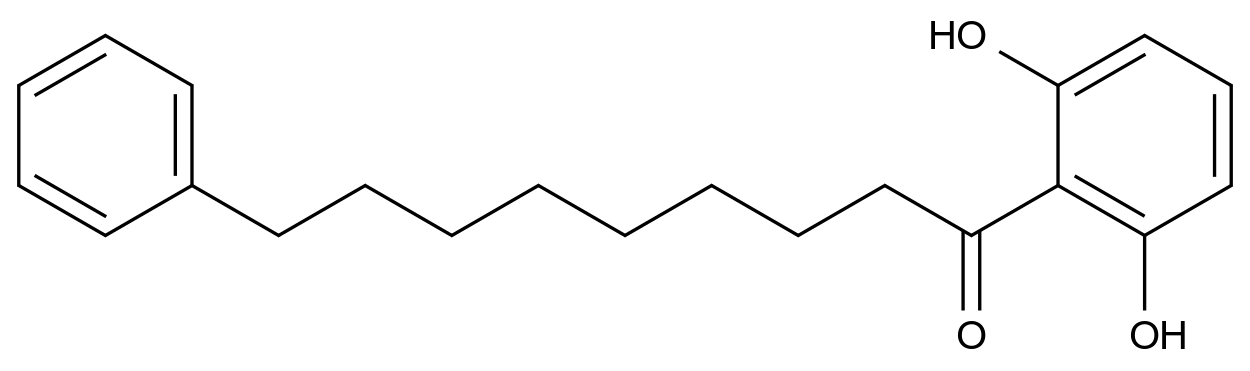  1-(2,6-Dihydroxyphenyl)-9-phenylnonan-1-one CAS 63335-23-9 结构式 Chemical Structure