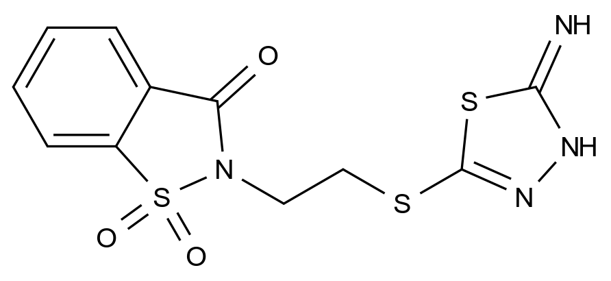  2-(2-[(5-Amino-1,3,4-thiadiazol-2-yl)thio]ethyl)-1,2-benzisothiazol-3(2H)-one 1,1-dioxide CAS 823831-07-8 结构式 Chemical Structure
