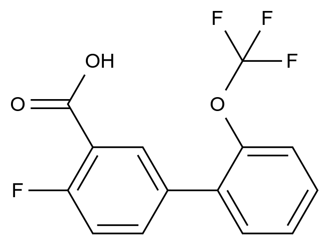  2-Fluoro-5-[2-(trifluoromethoxy)phenyl]benzoic acid CAS 926255-81-4 结构式 Chemical Structure