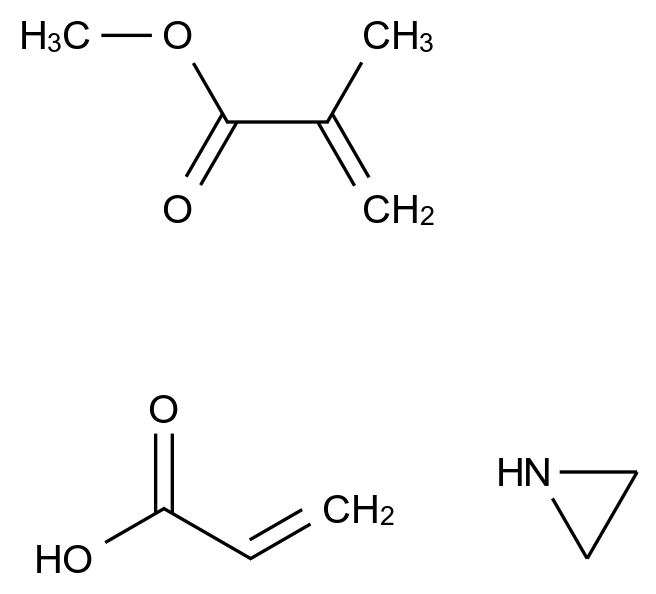  2-Propenoic acid, 2-methyl-, methyl ester, polymer with aziridine and 2-propenoic acid CAS 70146-01-9 结构式 Chemical Structure
