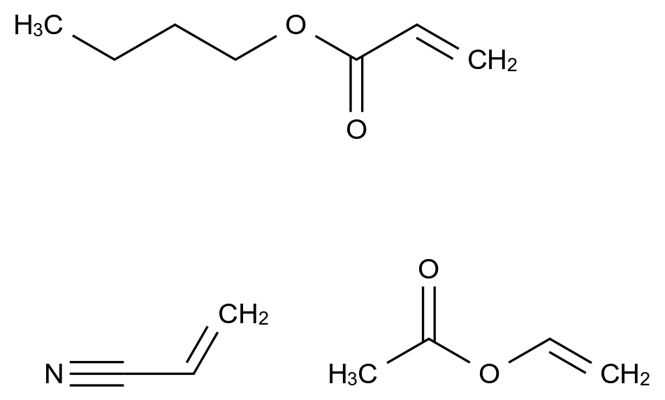  2-Propenoic acid, butyl ester, polymer with ethenyl acetate and 2-propenenitrile CAS 28063-87-8 结构式 Chemical Structure