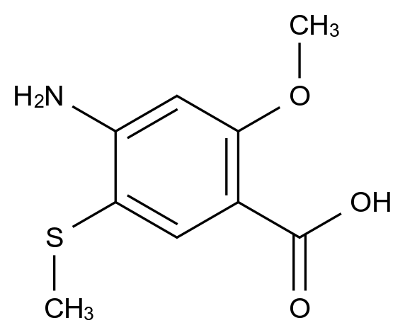 CAS No.:71675-98-4,4-Amino-​2-​methoxy-​5-​(methylthio)​benzoic Acid