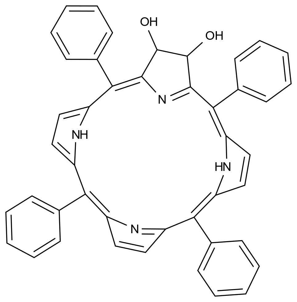 7,8-Dihydro-5,10,15,20-tetraphenyl-21H,23H-porphine-7,8-diol CAS 850191-81-0 chemical structure