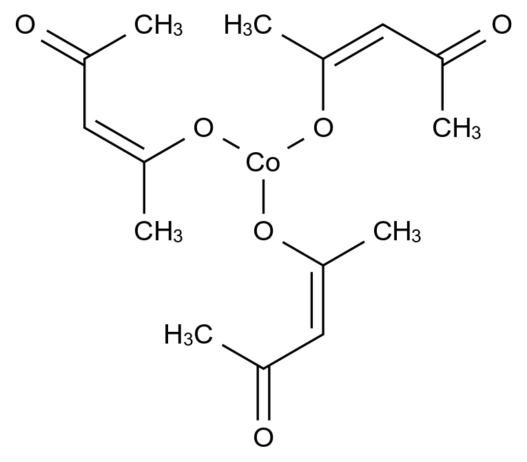 21679-46-9
Tris(acetylacetonate)cobalt(III)
Cobalt, tris(2,4-pentanedionato)- (8CI)
Cobalt, tris(2,4-pentanedionato-O,O')-
Cobalt, tris(2,4-pentanedionato-O,O')-, (OC-6-11)- (9CI)
Tris(pentane-2,4-dionato-O,O')cobalt
Cobalt, tris(2,4-pentanedionato-kappaO2,kappaO4)-, (OC-6-11)-
Cobalt, tris(2,4-pentanedionato-kappaO,kappaO')-, (OC-6-11)-
AI3-60037
Cobalt(3+) acetylacetonate
Cobalt acetylacetonate (VAN)
Cobalt triacetoacetate
Cobalt triacetylacetonate
Cobalt tris(acetylacetonate)
Cobaltic acetylacetonate
Cobaltic trisacetylacetonate
Cobalt(III) acetylacetonate
EINECS 244-527-6
NSC 43621
Tris(acetylacetonato)cobalt
Tris(acetylacetonato)cobalt(III)
Tris(acetylacetone)cobalt
Tris(2,4-pentanedionato)cobalt CAS 21679-46-9 chemical structure