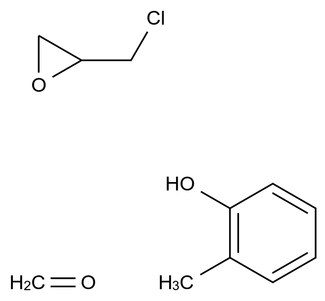聚[(邻甲苯缩水甘油醚)-<I>co</I>-甲醛] 29690-82-2
Formaldehyde, polymer with 2-(chloromethyl)oxirane and 2-methylphenol
Formaldehyde, polymer with (chloromethyl)oxirane and 2-methylphenol
o-Cresol, 1-chloro-2,3-epoxypropane, formaldehyde polymer
o-Cresol, formaldehyde, epichlorohydrin polymer
o-Cresol, polymer with 1-chloro-2,3-epoxypropane and formaldehyde
Epichlorohydrin, o-cresol, formaldehyde polymer CAS 29690-82-2 结构式 Chemical Structure