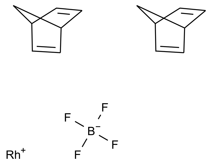 Chiralyst P374 Bis(norbornadiene)rhodium(I) tetrafluoroborate
36620-11-8
BIS(BICYCLO[2.2.1]HEPTA-2,5-DIENE)RHODIUM TETRAFLUOROBORATE;BIS(NORBORNADIENE)(TETRAFLUOROBORATO)RHODIUM;BIS(NORBORNADIENE)RHODIUM(I) TETRAFLUOROBORATE;BIS[ETA-(2,5-NORBORNADIENE)]RHODIUM(I) TETRAFLUOROBORATE;BIS[ETA/-(2,5-NORBORNADIENE)]RHODIUM(I) TERTAFLUOROBORATE;RH(NBD)2BF4
SC10120 CAS 36620-11-8 结构式 Chemical Structure