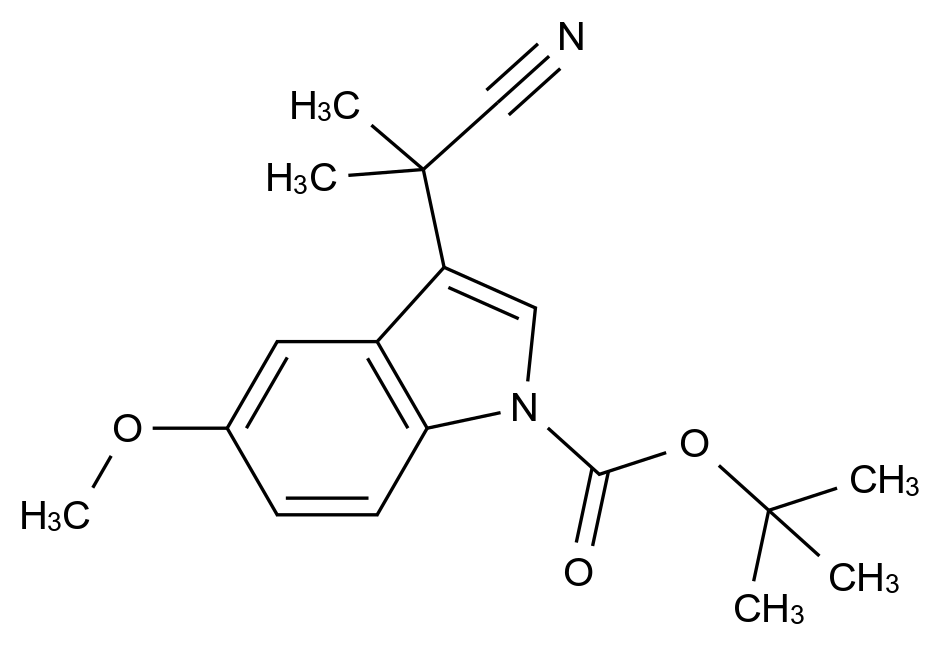  tert-butyl 3-(2-cyanopropan-2-yl)-5-methoxy-1H-indole-1-carboxylate CAS 907602-77-1 结构式 Chemical Structure