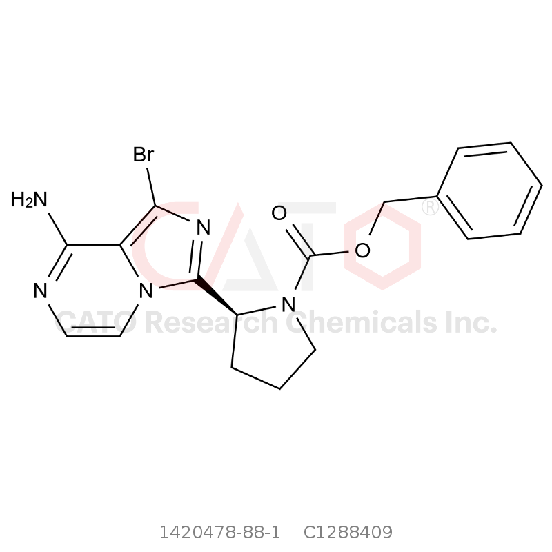 CAS No.:1420478-88-1,（2S）-2-{8-氨基-1-溴咪唑并[1,5-a]吡嗪-3-基}吡咯烷-1-甲酸苄酯