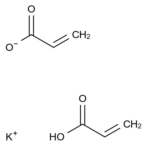 25608-12-2
Polyacrylic acid, potassium salt
Potassium polyacrylate
2-Propenoic acid, homopolymer, potassium salt
Acrylic acid homopolymer potassium salt CAS 25608-12-2 chemical structure