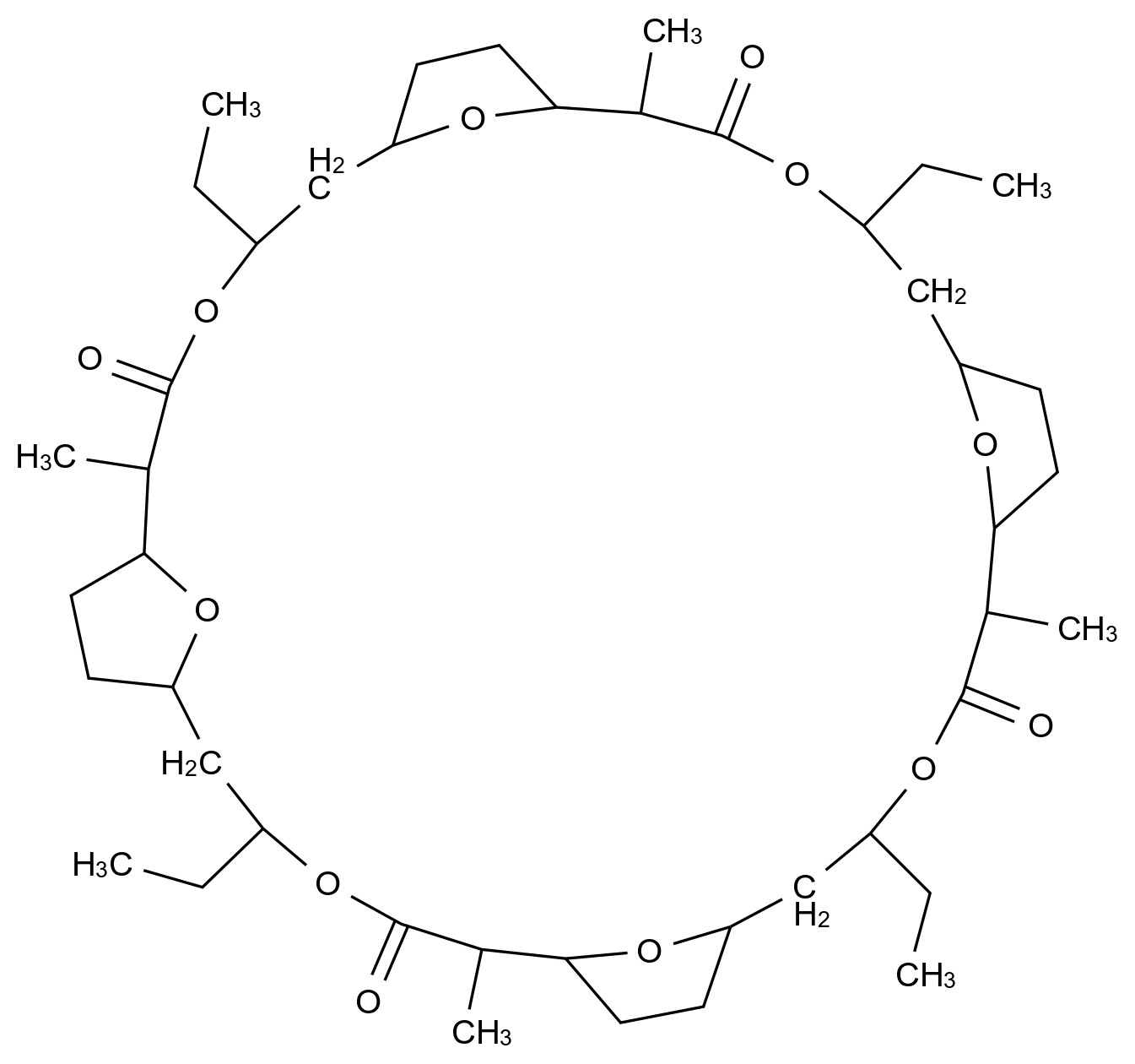  Tetranactin CAS 33956-61-5 结构式 Chemical Structure