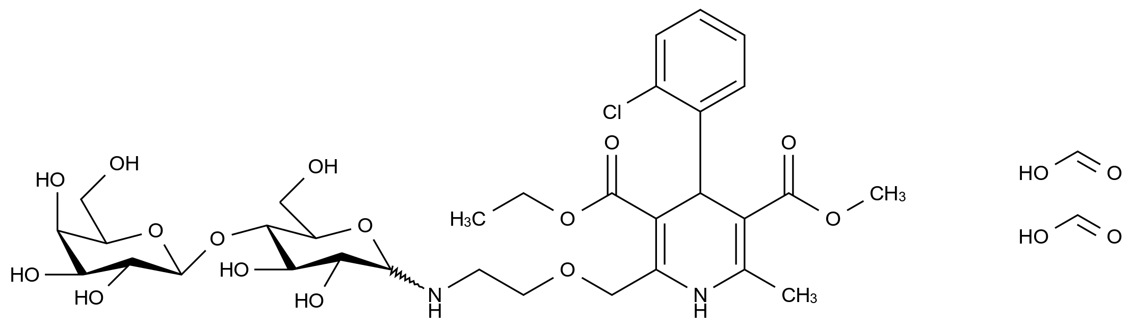 CAS No.:2173291-00-2（free base）,Amlodipine N-Lactoside 2Formate Salt (Mixture of Diastereomers)